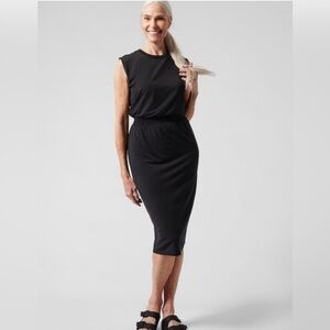 Athleta Santorini Cinch Athleisure Comfy Jersey Knit Midi Modal Dress XL